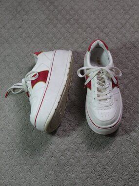 Coolway Size 8 Platform White Red Leather Sneakers
